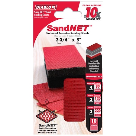 Diablo Diablo SandNet 5 in. L X 2-3/4 in. W Assorted Grit Assorted Block Hand Sanding Pad DND234ASTS10N